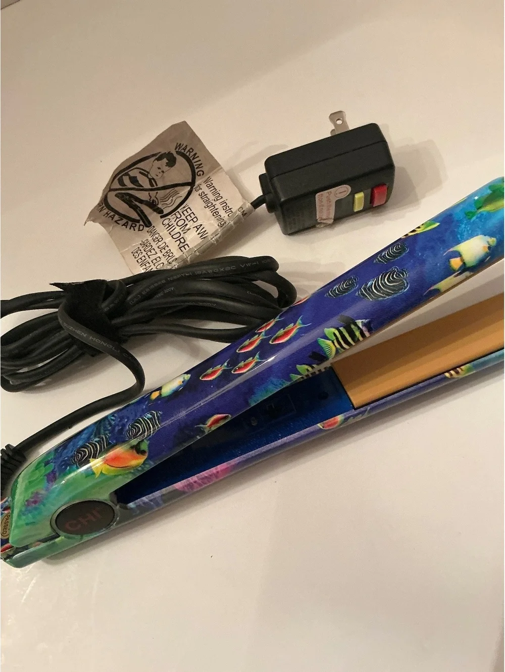 CHI hair care system 1” flat iron straightener tropical fish coral print